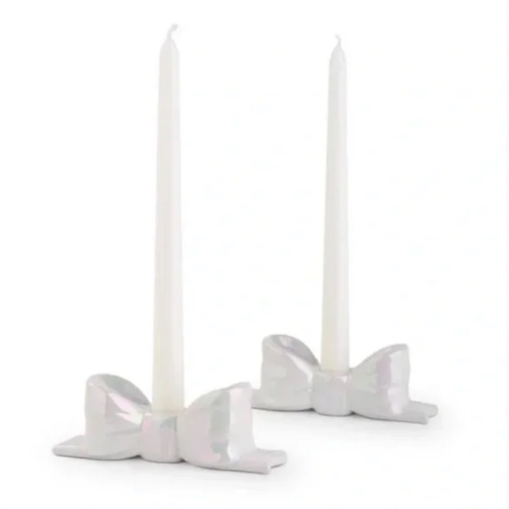 Holo Bow Classy Girly Chic Coquette Hippie Art Artsy Party Gift Candle Holder